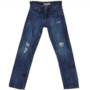 Levi's 502 Regular Taper Jeans Boys Size 14 Blue 100% Cotton Distressed Flaws